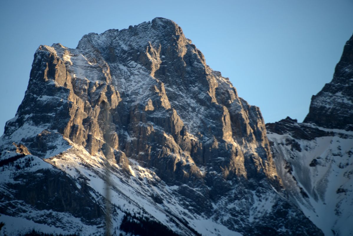 10B The Three Sisters - Charity Peak From Trans Canada Highway At Canmore In Winter Before Sunset